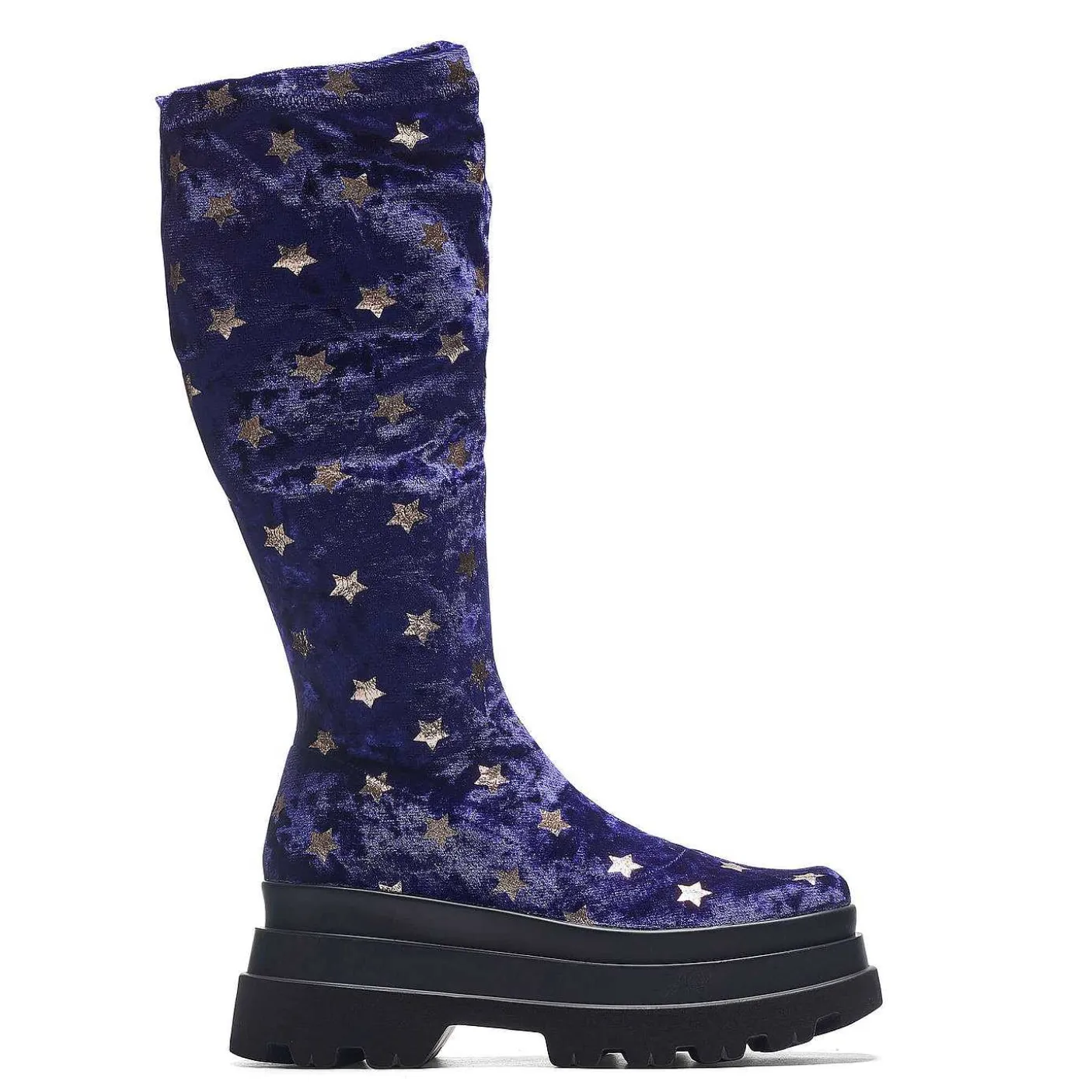 Damskie KOI footwear Buty Platformowe^Aksamitne Dlugie Buty Celestial Dusk Trident - Spellbound Purple | Koi