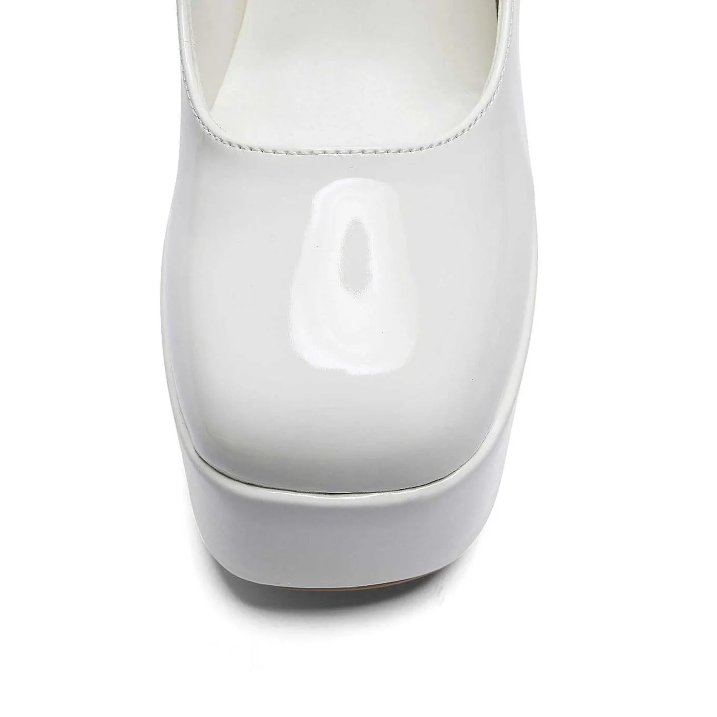 Damskie KOI footwear Mary Janes Na Obcasie^Biale Lakierowane Szpilki Na Platformie W Kolorze Darkbloom