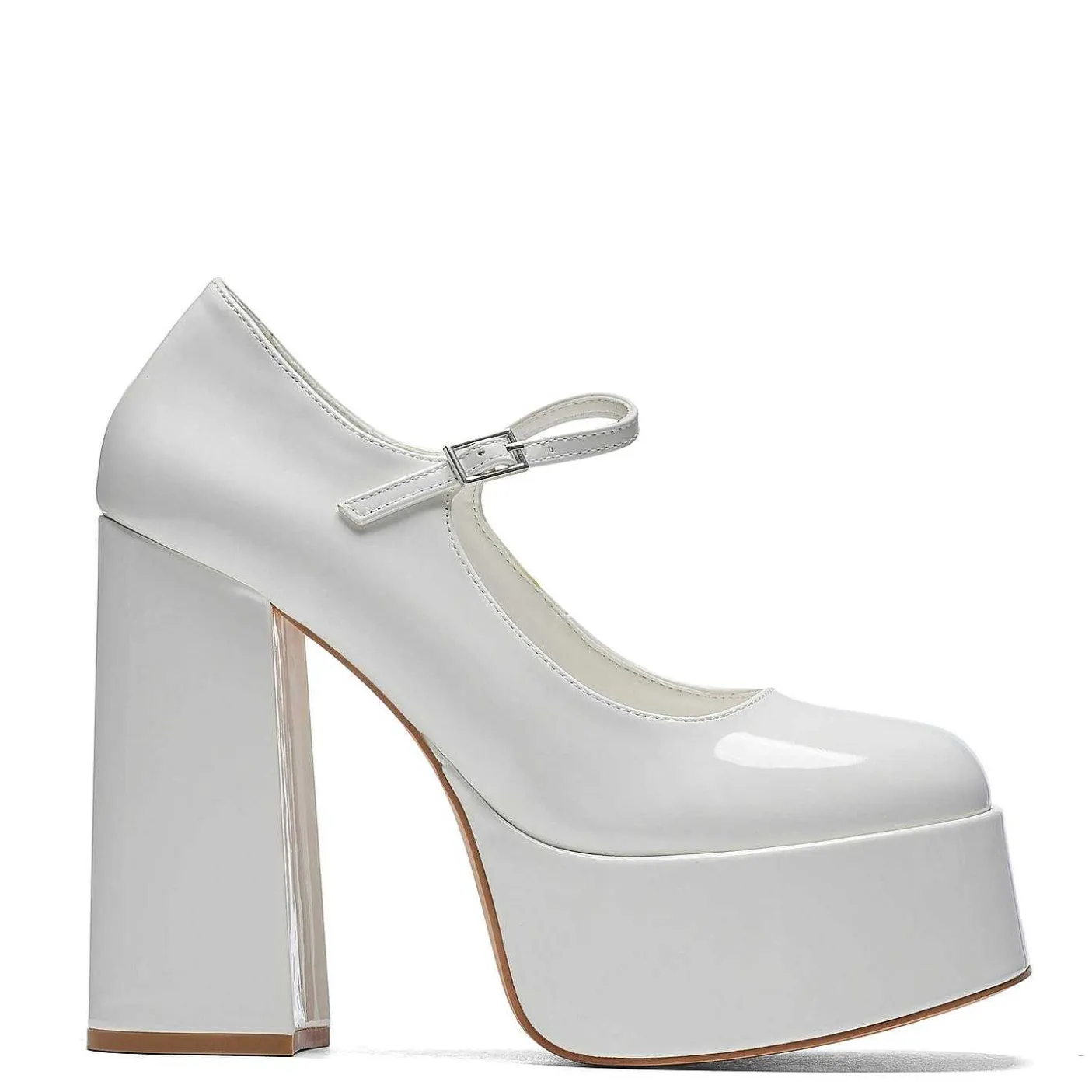 Damskie KOI footwear Mary Janes Na Obcasie^Biale Lakierowane Szpilki Na Platformie W Kolorze Darkbloom