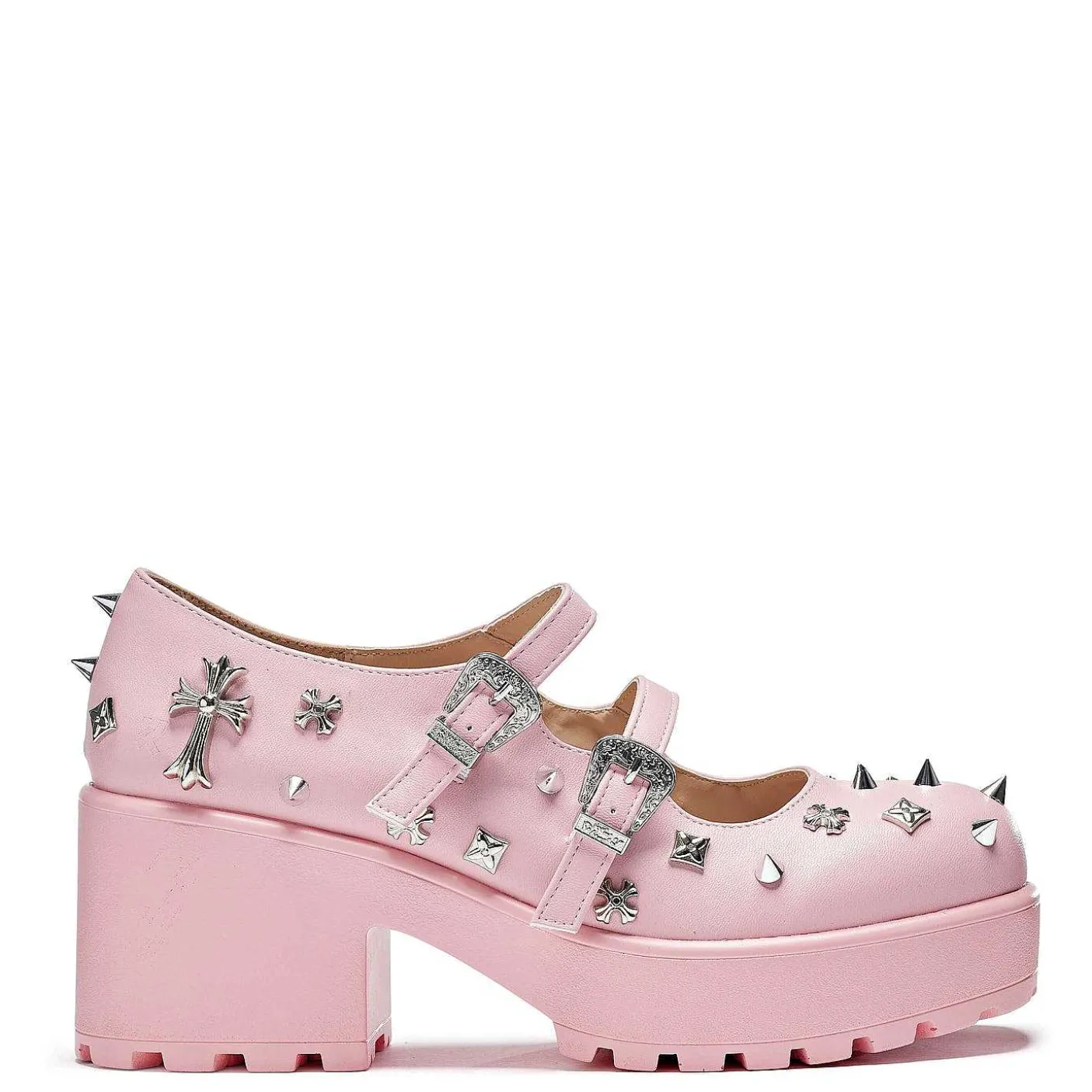 Damskie KOI footwear Mary Janes Na Obcasie^Buty Mary Jane Z Podwojnym Paskiem W Kolorze Devil Blushes