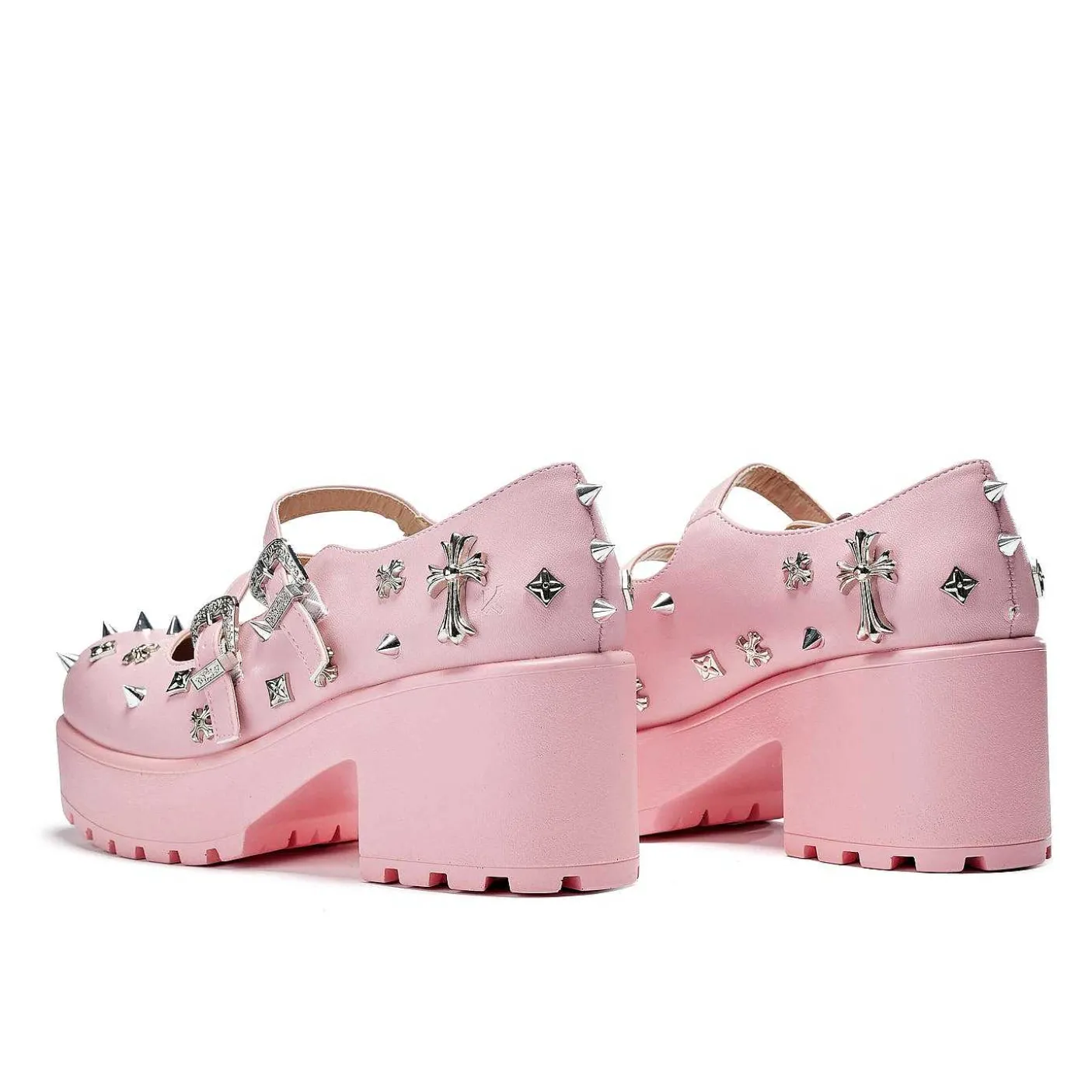 Damskie KOI footwear Mary Janes Na Obcasie^Buty Mary Jane Z Podwojnym Paskiem W Kolorze Devil Blushes