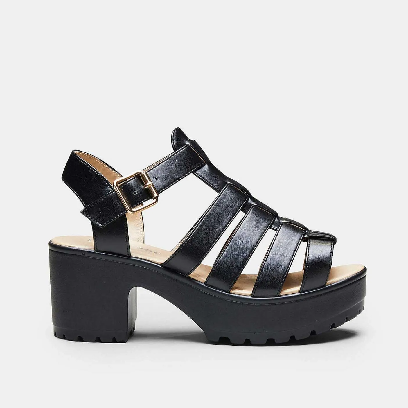Damskie KOI footwear Sandaly Na Platformie^Czarne Sandaly Na Platformie Z Paskami Na Grubej Platformie
