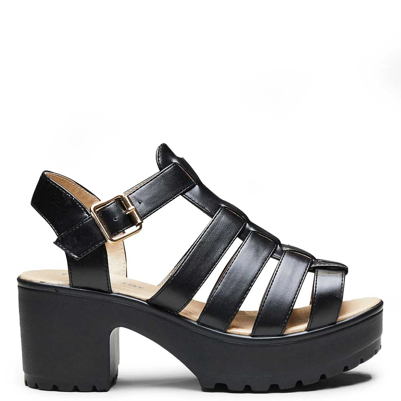 Damskie KOI footwear Sandaly Z Paskami^Czarne Sandaly Na Platformie Z Paskami Na Grubej Platformie