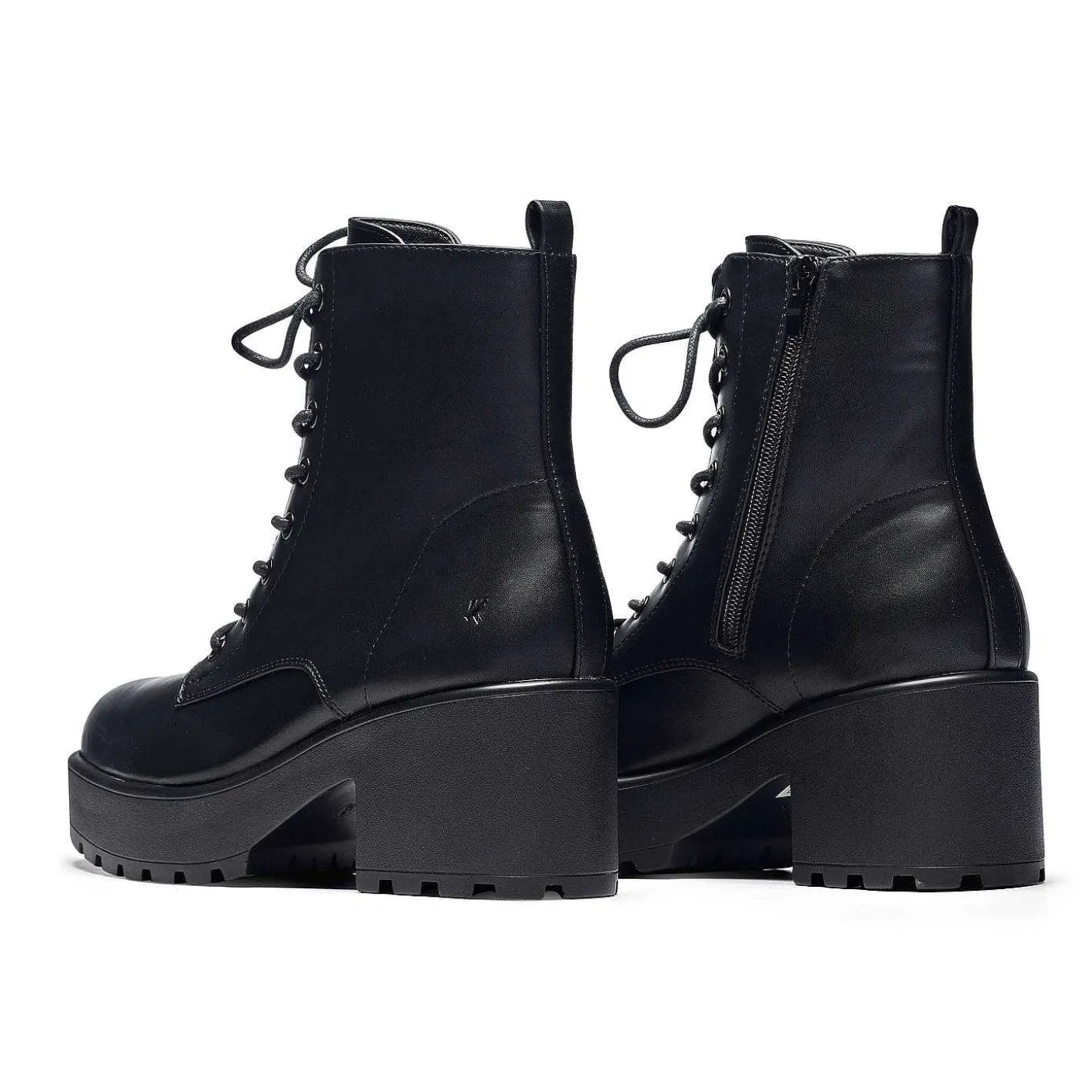 Damskie KOI footwear Buty Do Kostki^Czarne Skorzane Buty Wojskowe Na Grubej Platformie W Rozmiarze 10