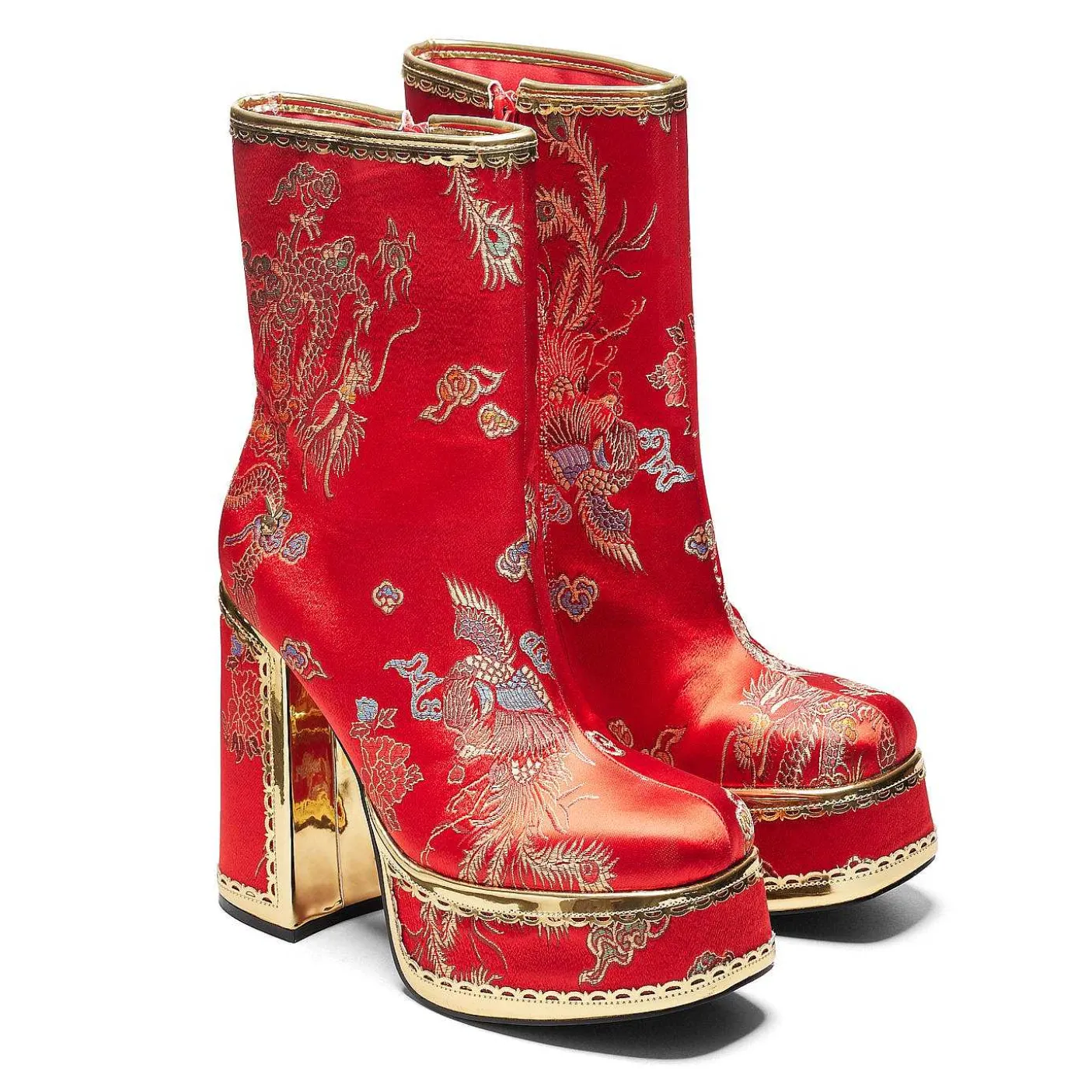 Damskie KOI footwear Buty Platformowe^Czerwone Buty Na Obcasie The Ornate Soul Playboy | Kolekcja Playboya X Koi