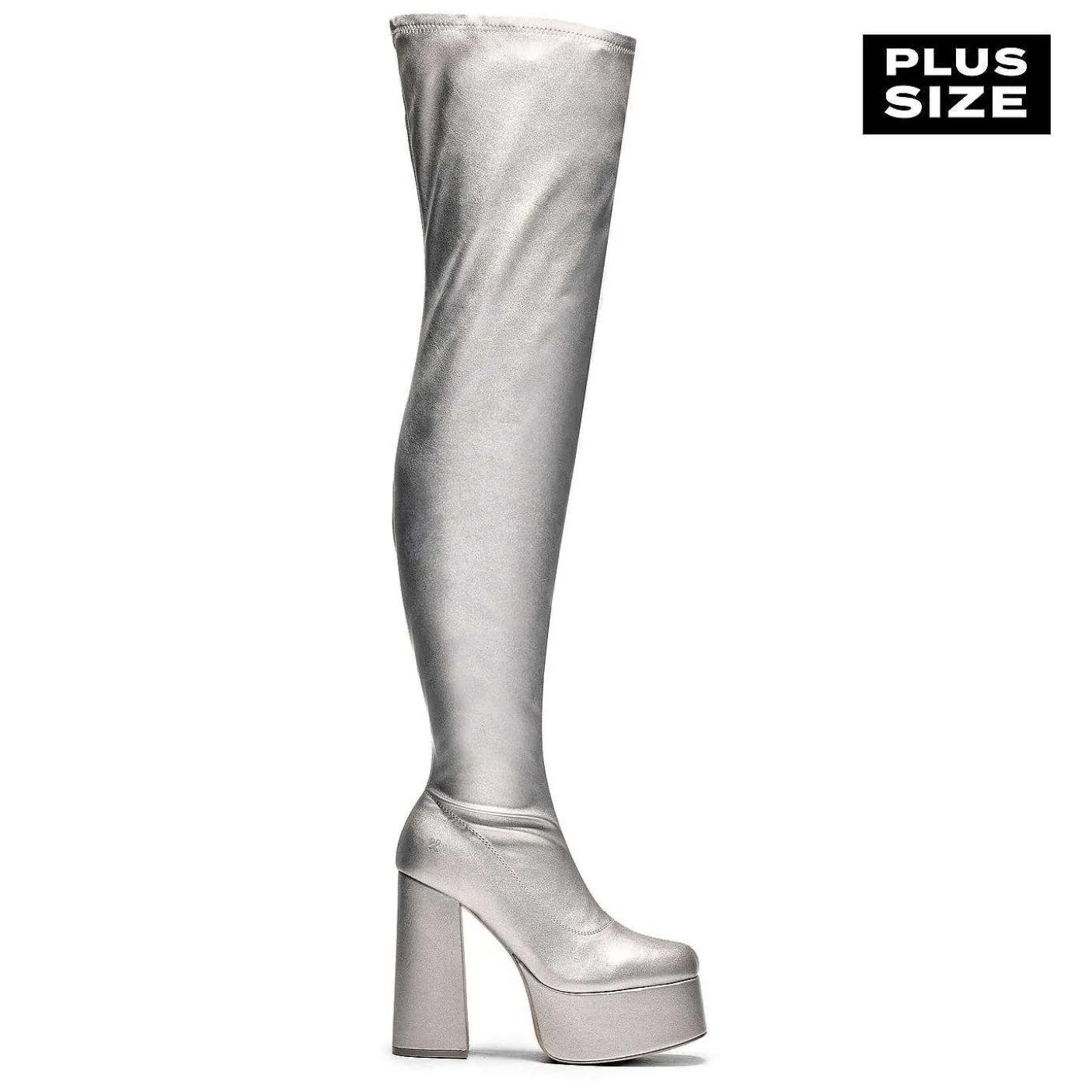 Damskie KOI footwear Rozruch Platformy^Kozaki Za Kolano The Redemption Plus Size - Srebrne