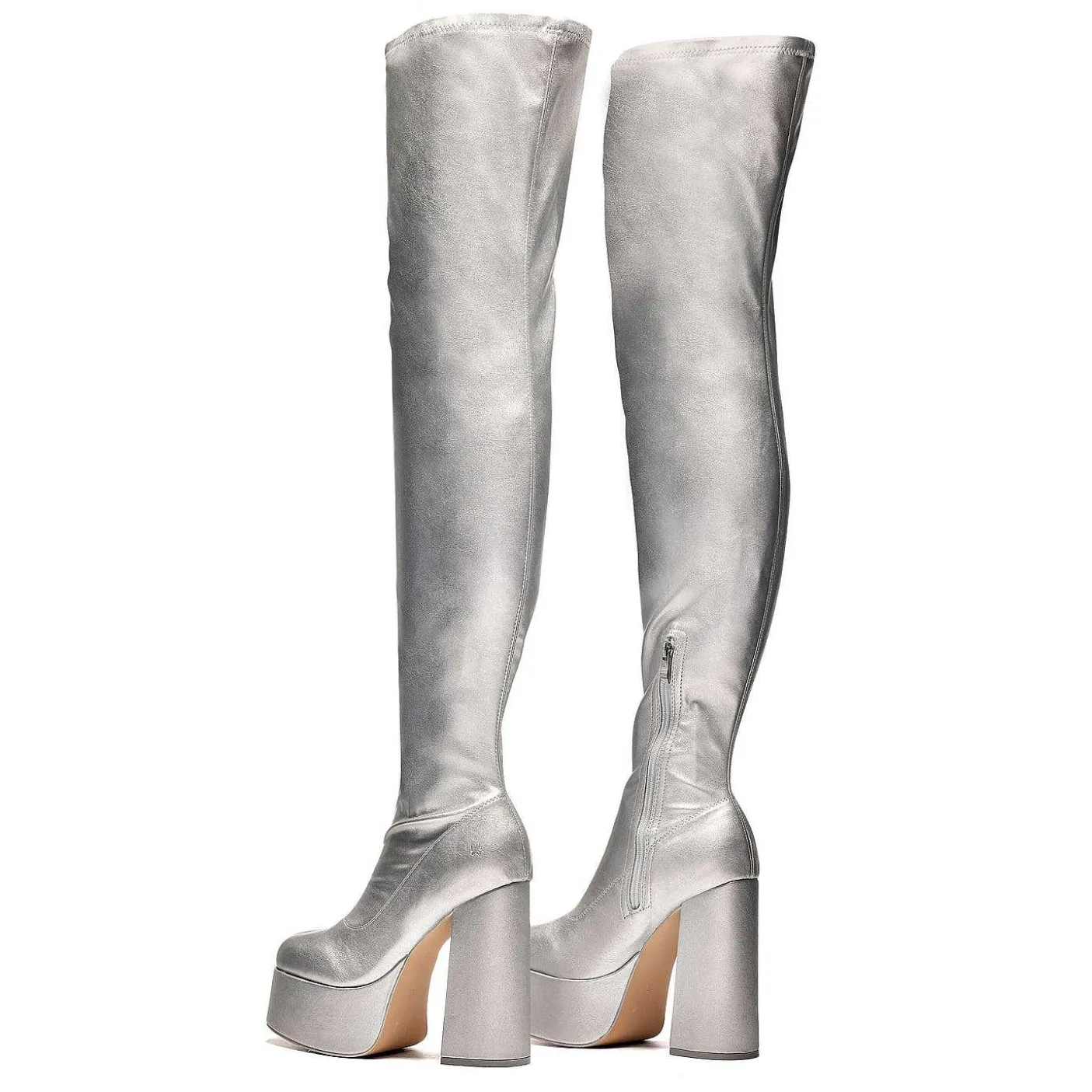 Damskie KOI footwear Dlugi But^Kozaki Za Kolano The Redemption Plus Size - Srebrne