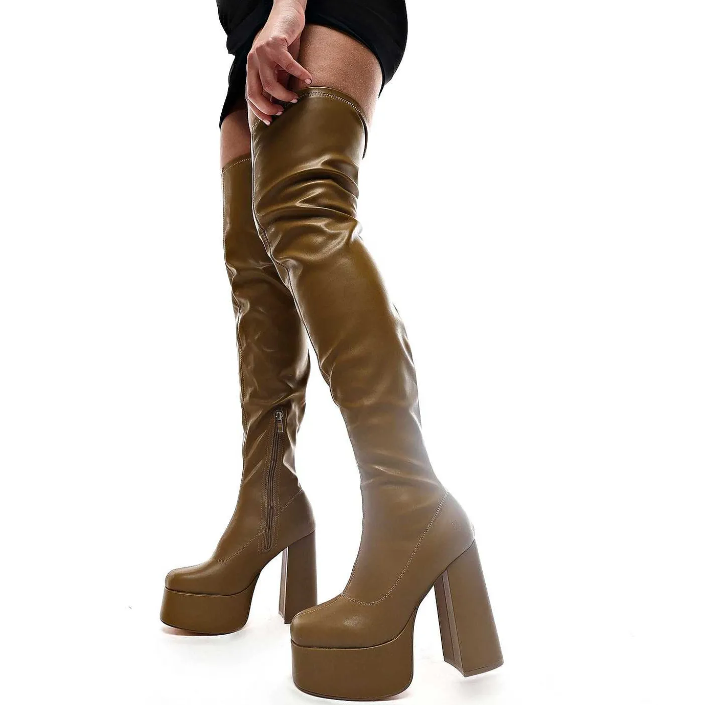 Damskie KOI footwear Dlugi But^Kozaki Za Kolano The Redemption Plus Size Khaki