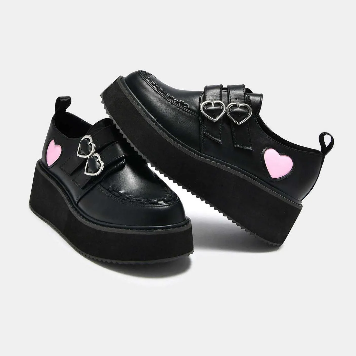 Damskie KOI footwear Gruba Platforma^Rozowe Buty Na Platformie Pothos Heart Wave